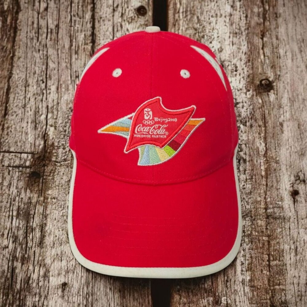 2008 Coca Cola Beijing Olympics Adjustable Embroidered Cap Trucker Baseball Hat